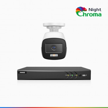 NightChroma<sup>TM</sup> NAK500 - Updated Version, 3K 8 Channel 1 Camera TVI Security System, Acme Color Night Vision, 2960 × 1665 Resolution, f/1.0 Aperture (0.001 Lux), Built-in Microphone, IP67 NightChroma<sup>TM</sup> NAK500 - Updated Version, 3K 8 Channel 1 Camera TVI Security System, Acme Color Night Vision, 2960 × 1665 Resolution, f/1.0 Aperture (0.001 Lux), Built-in Microphone, IP67