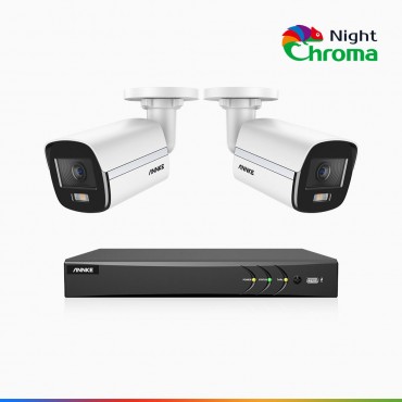 NightChroma<sup>TM</sup> NAK500 - Updated Version, 3K 8 Channel 2 Cameras TVI Security System, Acme Color Night Vision, 2960 × 1665 Resolution, f/1.0 Aperture (0.001 Lux), Built-in Microphone, IP67 NightChroma<sup>TM</sup> NAK500 - Updated Version, 3K 8 Channel 2 Cameras TVI Security System, Acme Color Night Vision, 2960 × 1665 Resolution, f/1.0 Aperture (0.001 Lux), Built-in Microphone, IP67