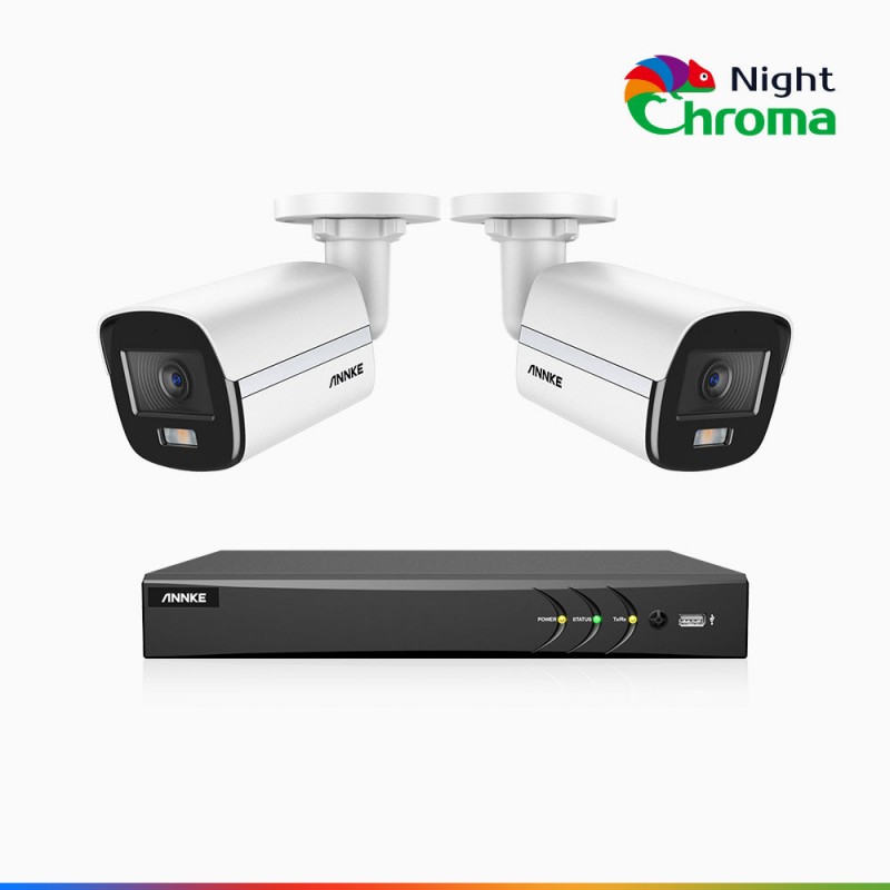 NightChroma<sup>TM</sup> NAK500 - Updated Version, 3K 8 Channel 2 Cameras TVI Security System, Acme Color Night Vision, 2960 × 1665 Resolution, f/1.0 Aperture (0.001 Lux), Built-in Microphone, IP67 NightChroma<sup>TM</sup> NAK500 - Updated Version, 3K 8 Channel 2 Cameras TVI Security System, Acme Color Night Vision, 2960 × 1665 Resolution, f/1.0 Aperture (0.001 Lux), Built-in Microphone, IP67