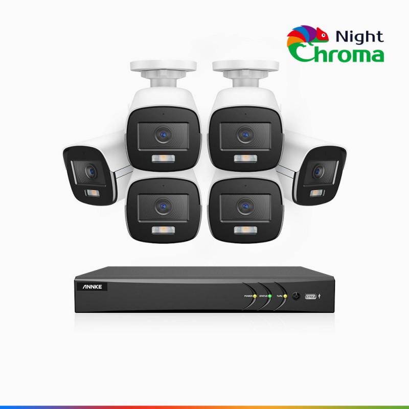 NightChroma<sup>TM</sup> NAK500 - Updated Version, 3K 8 Channel 6 Cameras TVI Security System, Acme Color Night Vision, 2960 × 1665 Resolution, f/1.0 Aperture (0.001 Lux), Built-in Microphone, IP67 NightChroma<sup>TM</sup> NAK500 - Updated Version, 3K 8 Channel 6 Cameras TVI Security System, Acme Color Night Vision, 2960 × 1665 Resolution, f/1.0 Aperture (0.001 Lux), Built-in Microphone, IP67