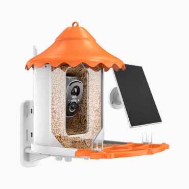 Smart Bird Feeder Camera, 1920 x 1080 Resolution, AI Recognition, Built-in Microphone, 2.4GHz WiFi Connection, Battery & Solar Powered, Cloud & Max. 128 GB Local Storage Smart Bird Feeder Camera, 1920 x 1080 Resolution, AI Recognition, Built-in Microphone, 2.4GHz WiFi Connection, Battery & Solar Powered, Cloud & Max. 128 GB Local Storage